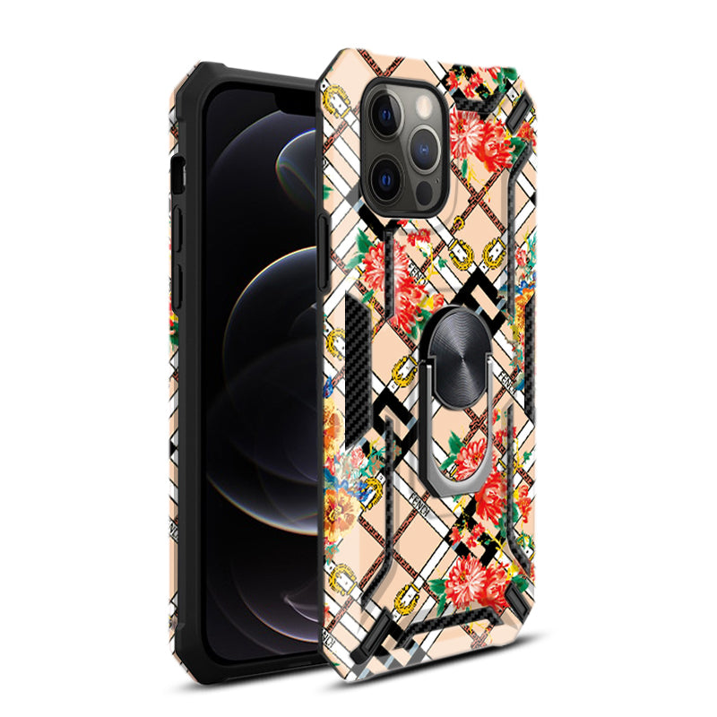 Reiko Phone Case with Magnetic Ring Holder For IPHONE 12 PRO MAX In Rose Gold